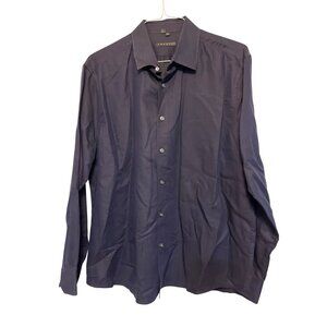 Theory Mens Navy Blue Button Down Dress Shirt XXL Long Sleeve Formal Collared
